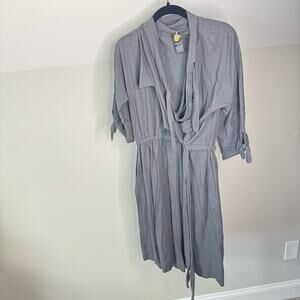 Feral Childe of New York City Gray Long Sleeve Midi Wrap Dress